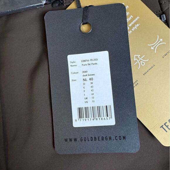 Goldbergh Paris Belted Dark Brown Slim-leg Stirrup Ski Pants NWT US 10 - Picture 5 of 8